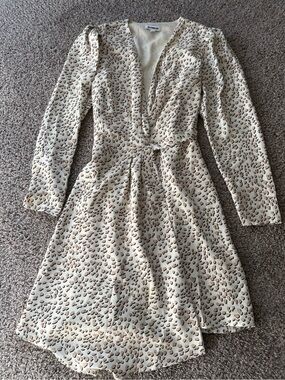 Express Cream Leopard-Print Wrap dress